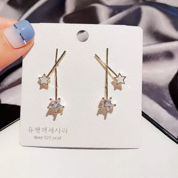 NEW Gold Double Star Fairy Wand Earrings - Picture 5 of 5